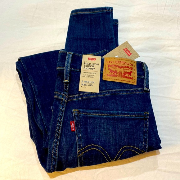 Levi's Denim - Levi’s Mile high super skinny blue jeans, 26, NWT